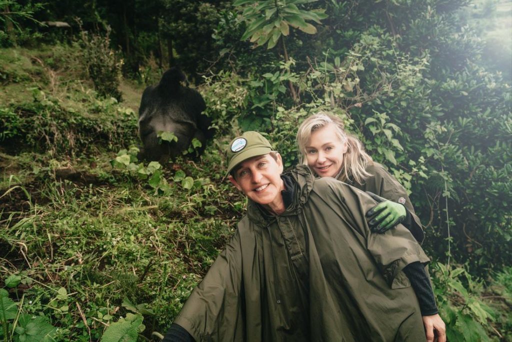 Ellen DeGeneres and wife trek Mountain Gorillas in Rwanda