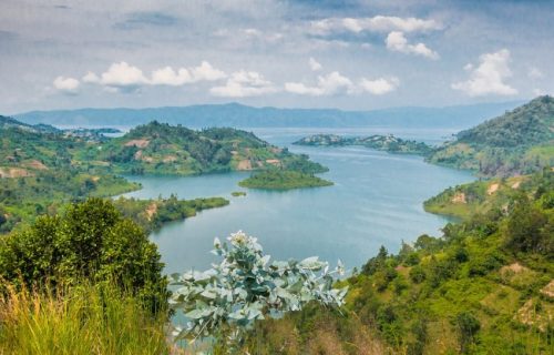 Lake Kivu is among the Great lakes of Africa. It lies on the border between the Democratic Republic of Congo and Rwanda, and is in the Albertine (western) Rift, a part of the Great Rift Valley.