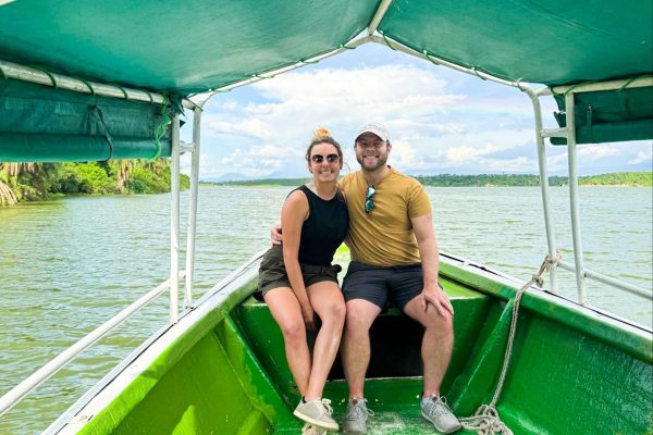Andres and Brehenna on Boat cruise on Queen Elizabeth National Park Andres and Brehenna on Boat cruise on Queen Elizabeth National Park